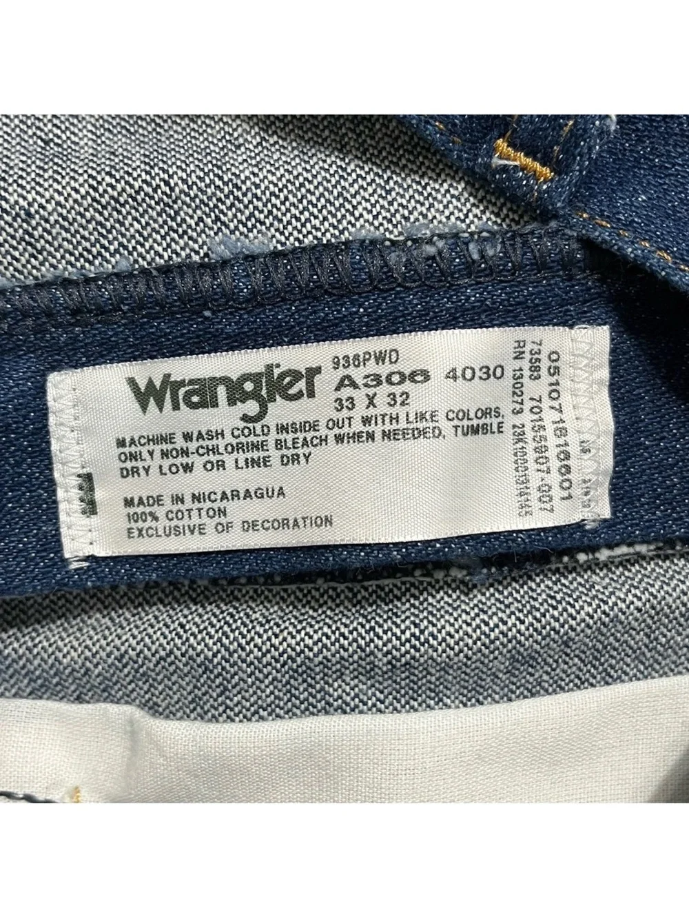 Wrangler Cowboy Cut Slim Fit Straight Leg Denim 936 Blue Jeans Rodeo Mens 33X32
